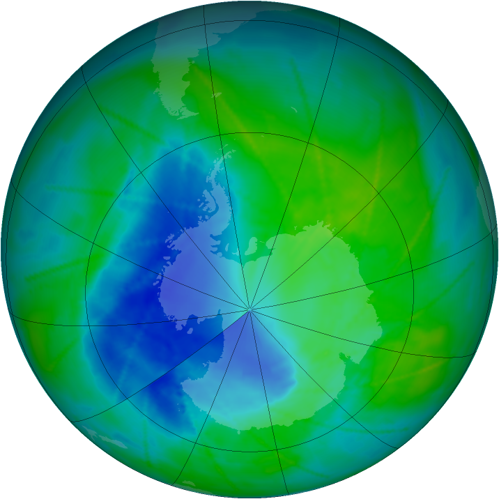 Antarctic ozone map for 17 December 2010